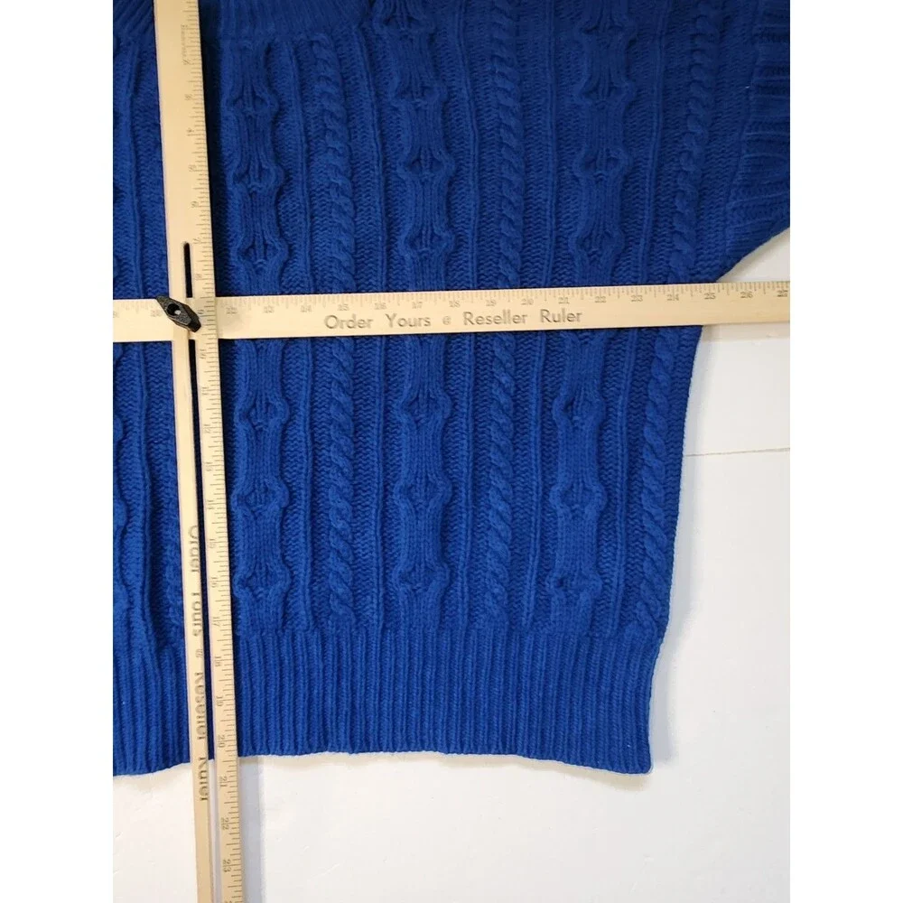 Maguy & Gilbert Cable Knit Sweater Mens Medium Blue Chunky 100% Lambswool